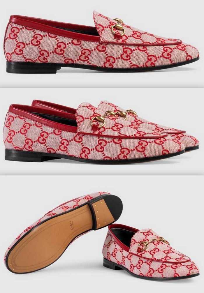 'Jordaan' GG Canvas Loafers, Beige/Red-DESIGNER INSPIRED FASHIONS-Loafers/Oxford Shoes/Espadrilles