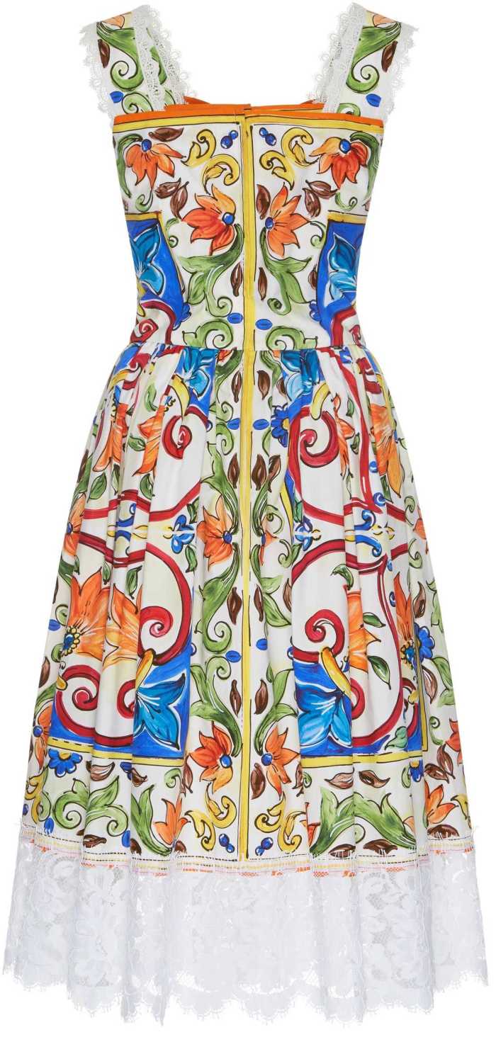 'Majolica' Printed Poplin Apron Dress DESIGNER INSPIRED FASHIONS