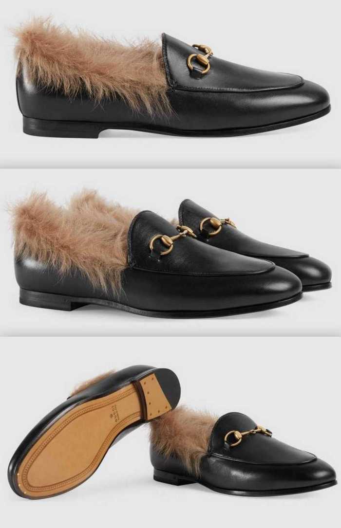 'Jordaan' Fur Loafer, Black-DESIGNER INSPIRED FASHIONS-Loafers/Oxford Shoes/Espadrilles