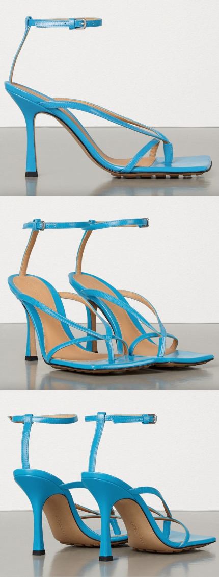 'Stretch' Ankle-Strap Sandals in Lounge Nappa, Sky Blue