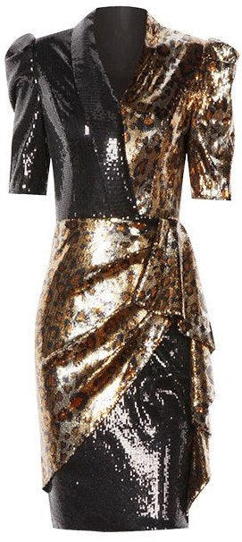 Embellished Half-Leopard Mini Dress