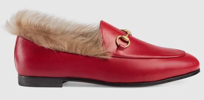 'Jordaan' Fur Loafer, Red-DESIGNER INSPIRED FASHIONS-Loafers/Oxford Shoes/Espadrilles