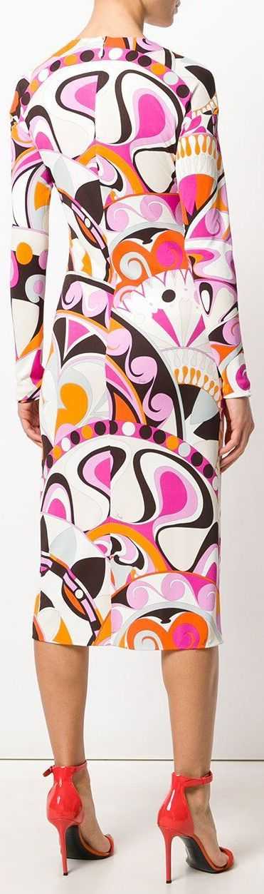 Printed Long-Sleeve Dress DESIGNER INSPIRED FASHIONS