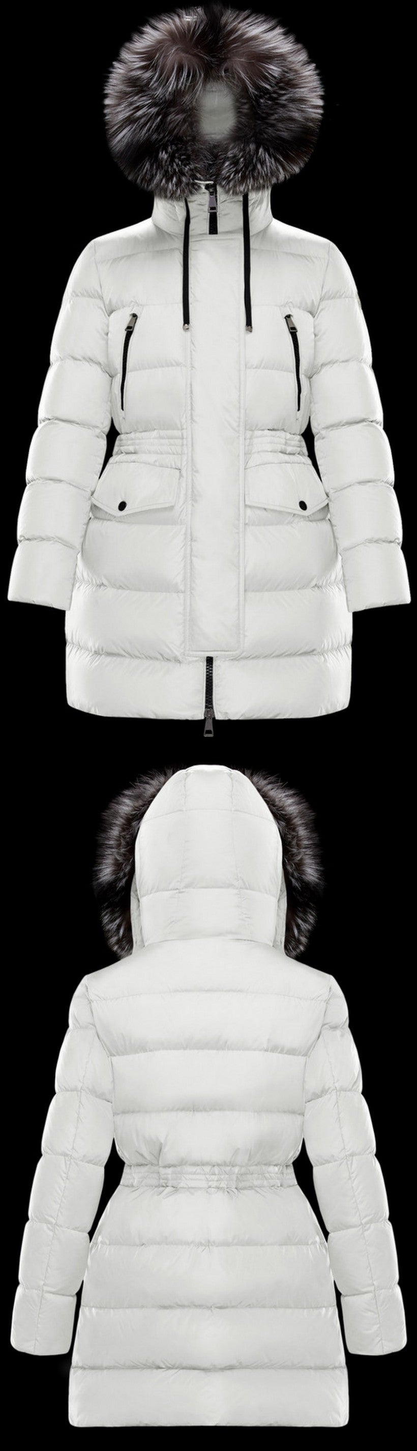 'Aprhoti' Fur-Hooded Down Coat, White