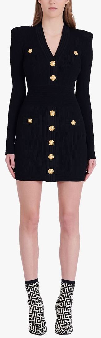 Knit Dress with Gold-Tone Buttons Inspired Fashions Boutique