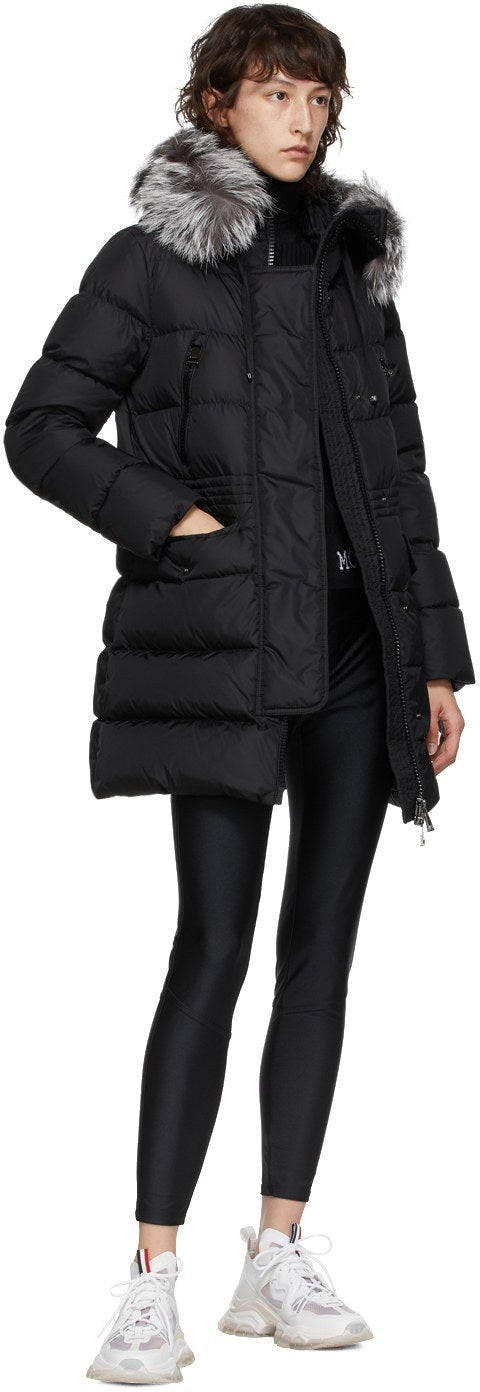 'Aprhoti' Fur-Hooded Down Coat, Black DESIGNER INSPIRED FASHIONS
