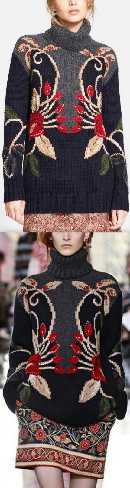 'Rianna' Embroidered Oversize Turtleneck Sweater