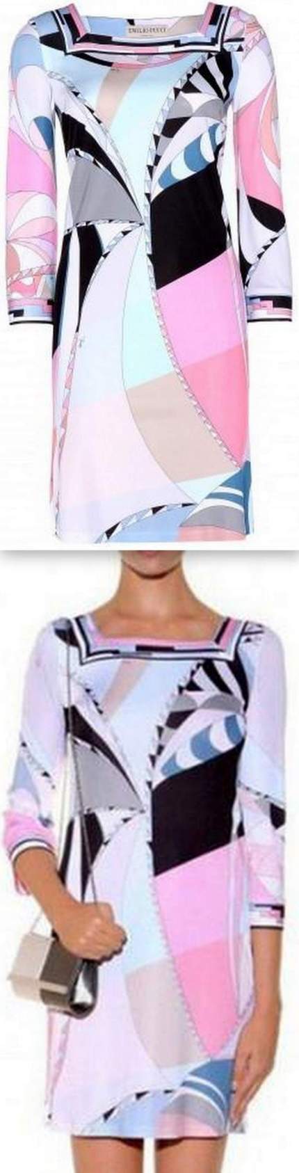 Printed Color-Block Square-Neck Jersey Silk Mini Dress