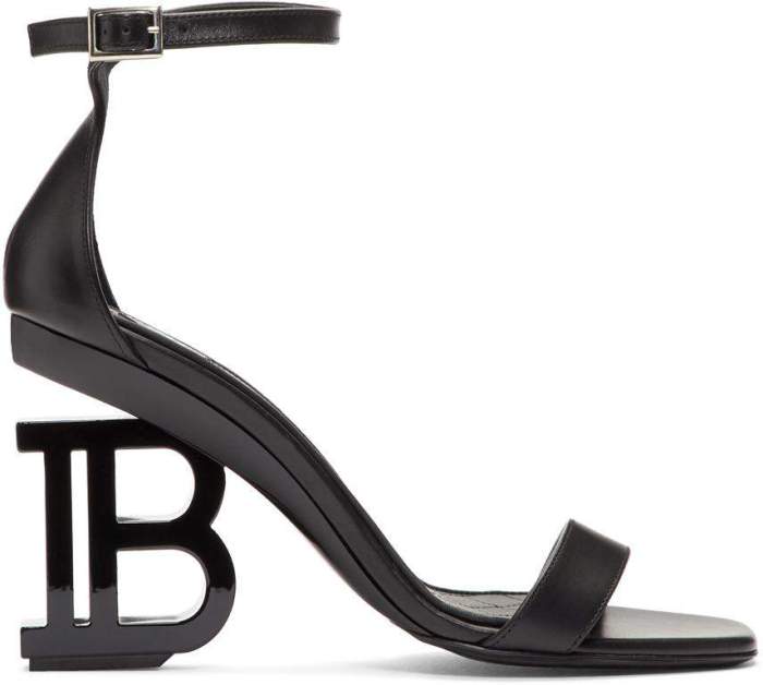 'Naomi' Black Leather Sandals