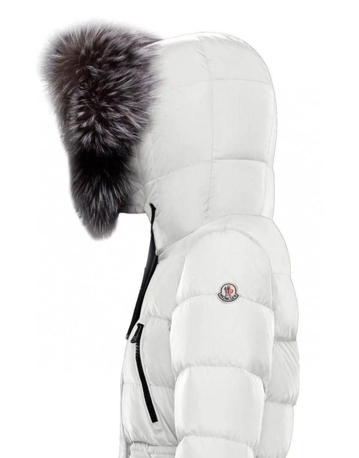 'Aprhoti' Fur-Hooded Down Coat, White DESIGNER INSPIRED FASHIONS