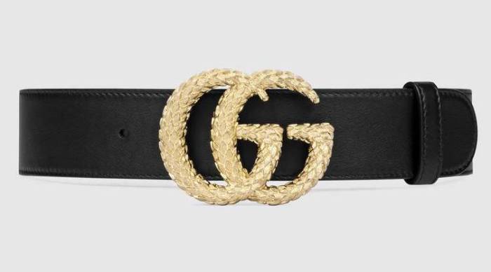 Belt with Textured Double G Buckle