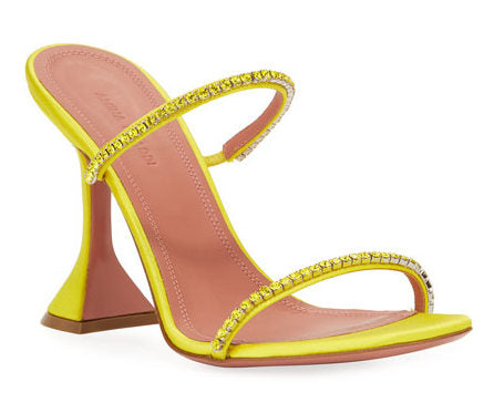 'Gilda' Satin Slipper Sandals, Yellow
