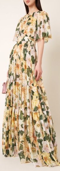 Camellia Print Chiffon Max Dress