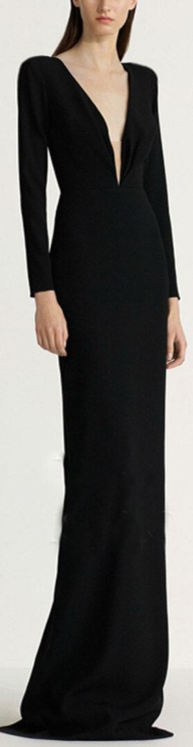 'Alex' Long-Sleeve Column Gown DESIGNER INSPIRED FASHIONS