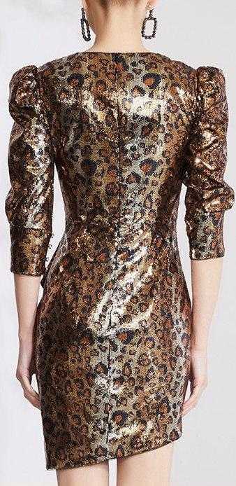 Asymmetrical Sequin-Embellished Leopard Mini Dress DESIGNER INSPIRED FASHIONS