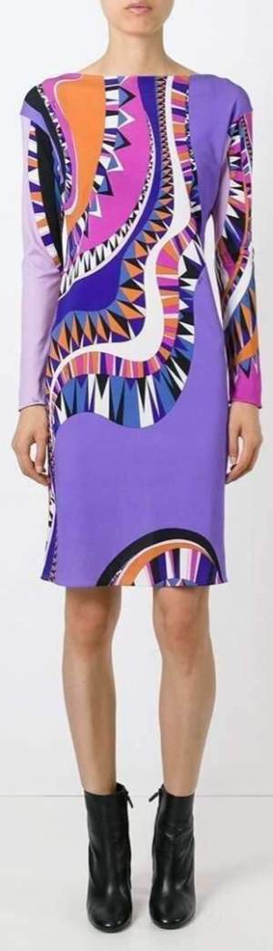 Abstract Psychedelic Print Silk Dress