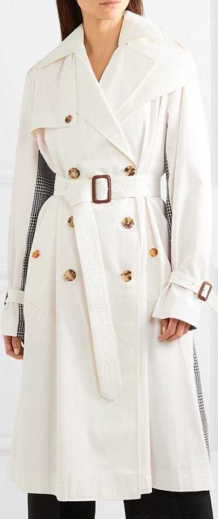 Belted Cotton-Gabardine and Houndstooth Trench Coat | DESIGNER INSPIRED FASHIONS