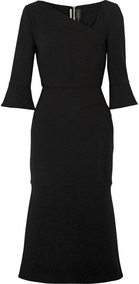3/4-Sleeve Midi Dress, Black DESIGNER INSPIRED FASHIONS