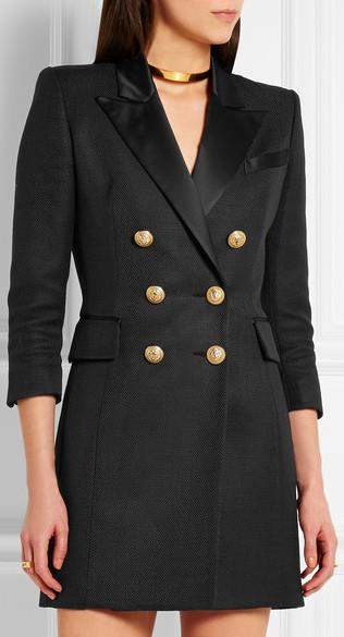 Double-breasted Suit Jacket-Dress in Black | DESIGNER INSPIRED FASHIONS