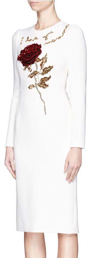 Rose Embellished Dress-White DESIGNER INSPIRED FASHIONS
