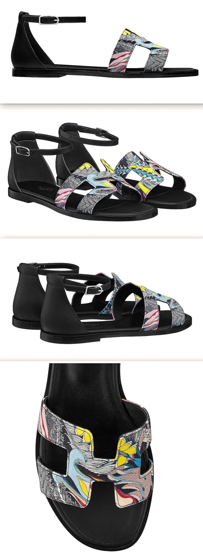 'Santorini' Sandals, Multicolore Noir