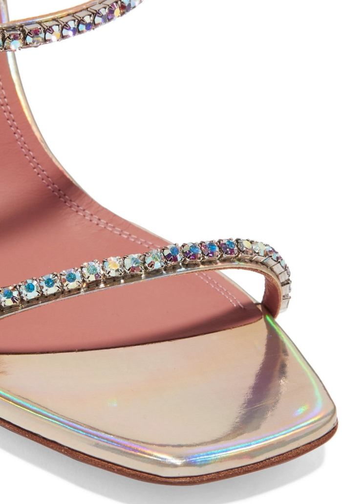 Crystal Leather Sandals, Platinum DESIGNER INSPIRED FASHIONS