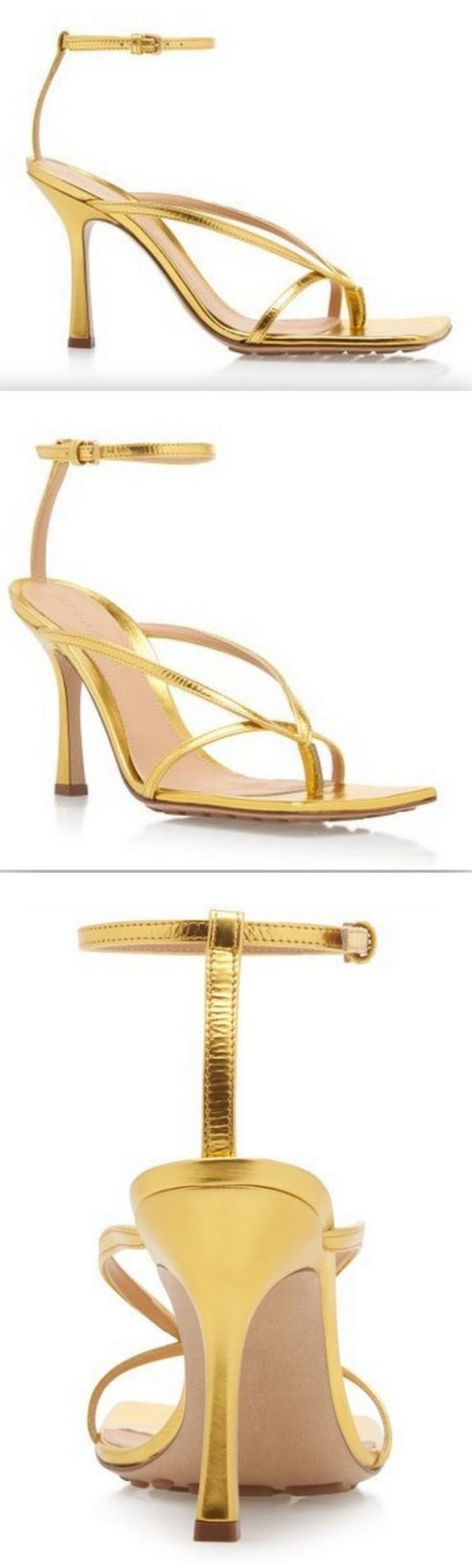 'Stretch' Ankle-strap sandals in Lounge Nappa, Gold
