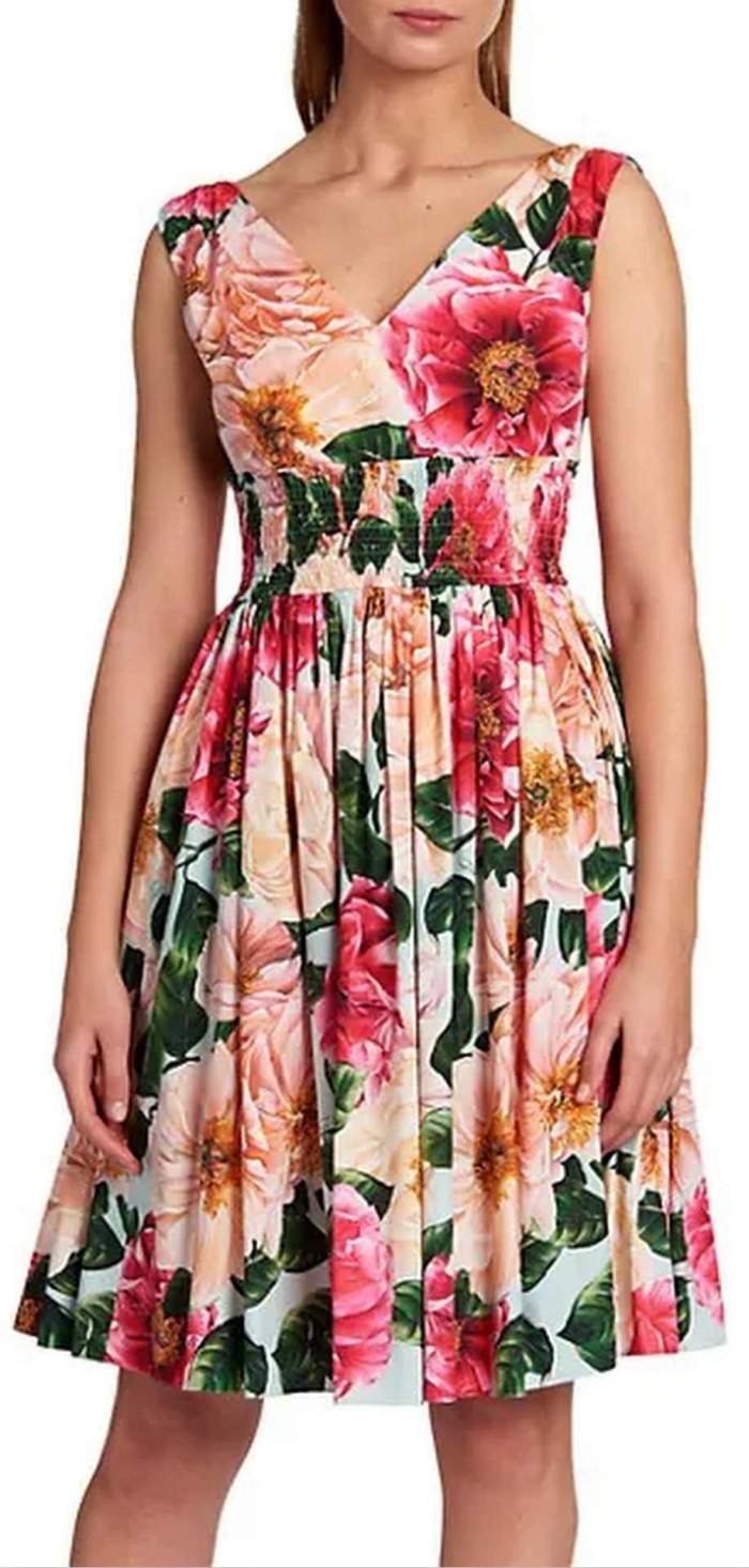 Floral Poplin Sleeveless Fit-&-Flare Dress DESIGNER INSPIRED FASHIONS