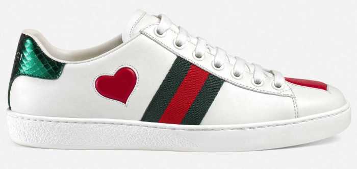 Ace Embroidered Low Top Sneaker - Hearts-DESIGNER INSPIRED FASHIONS-Sneakers