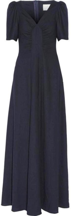 Long V-Neck Gown, Dark Navy Blue | DESIGNER INSPIRED FASHIONS