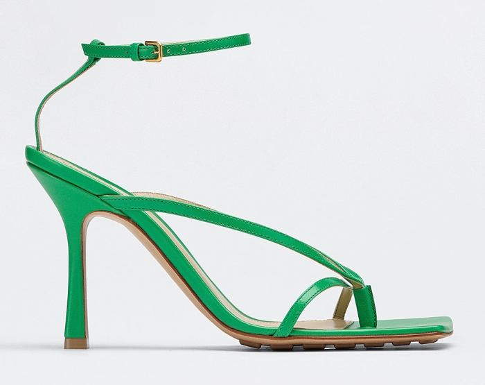 'Stretch' Ankle-Strap Sandals in Lounge Nappa, Grass Green