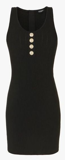 Sleeveless Button Detail Knit Mini Dress DESIGNER INSPIRED FASHIONS