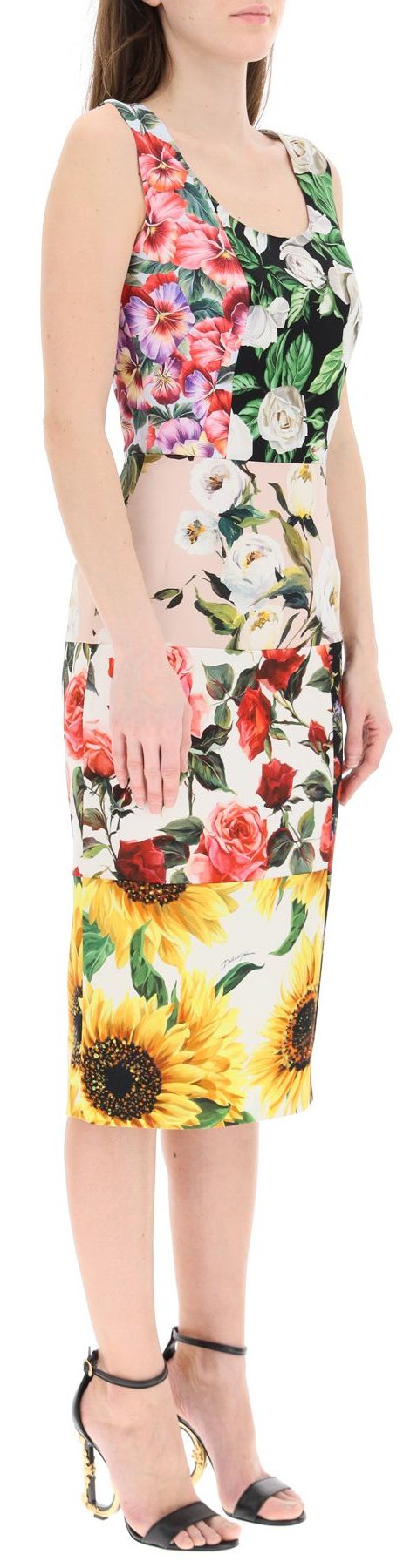 Patchwork Floral-Print Midi Dress Inspired Fashions Boutique