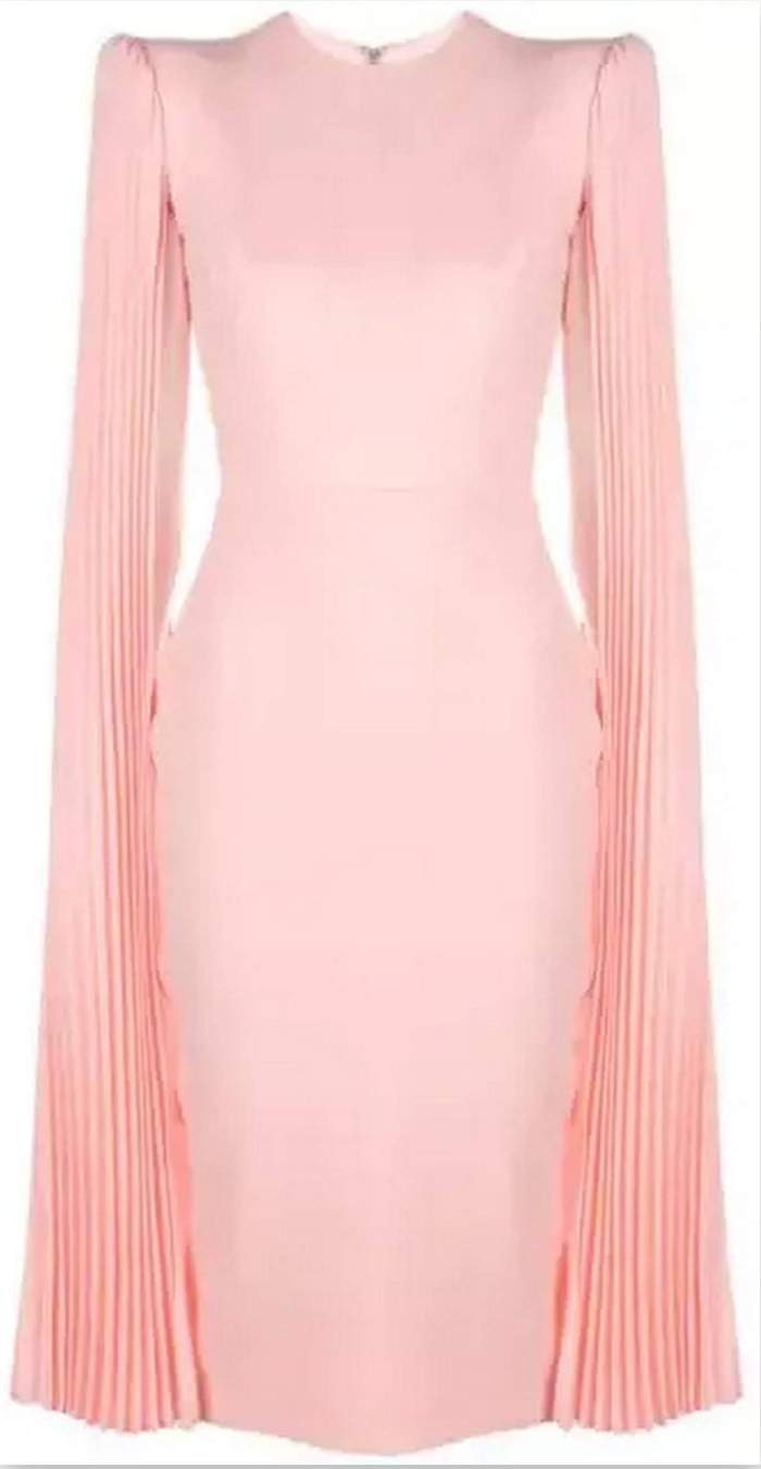 'Lorin' One-Shoulder Crepe Midi Dress, Pink DESIGNER INSPIRED FASHIONS