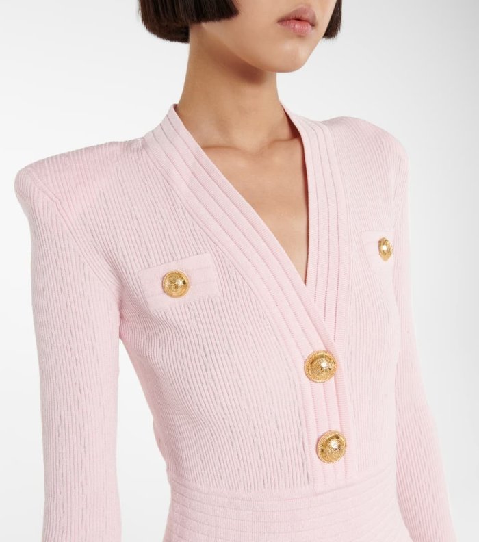 Knit Mini Dress with Golden Buttons, Pink Inspired Fashions Boutique