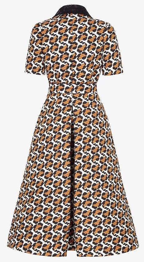 A-Line Animalier Motif Printed Quilted Jacquard Dress