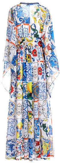 'Majolica' Print Maxi Dress DESIGNER INSPIRED FASHIONS