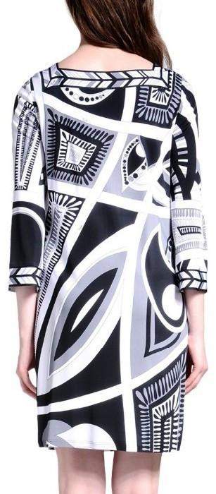 Geometric Print Jersey Silk Dress DESIGNER INSPIRED FASHIONS
