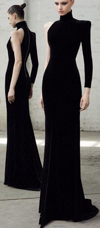 'Harlyn' Velvet Single Sleeve Gown DESIGNER INSPIRED FASHIONS