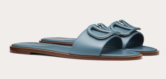 'VLOGO' Flat Calfskin Slide Sandals | DESIGNER INSPIRED FASHIONS