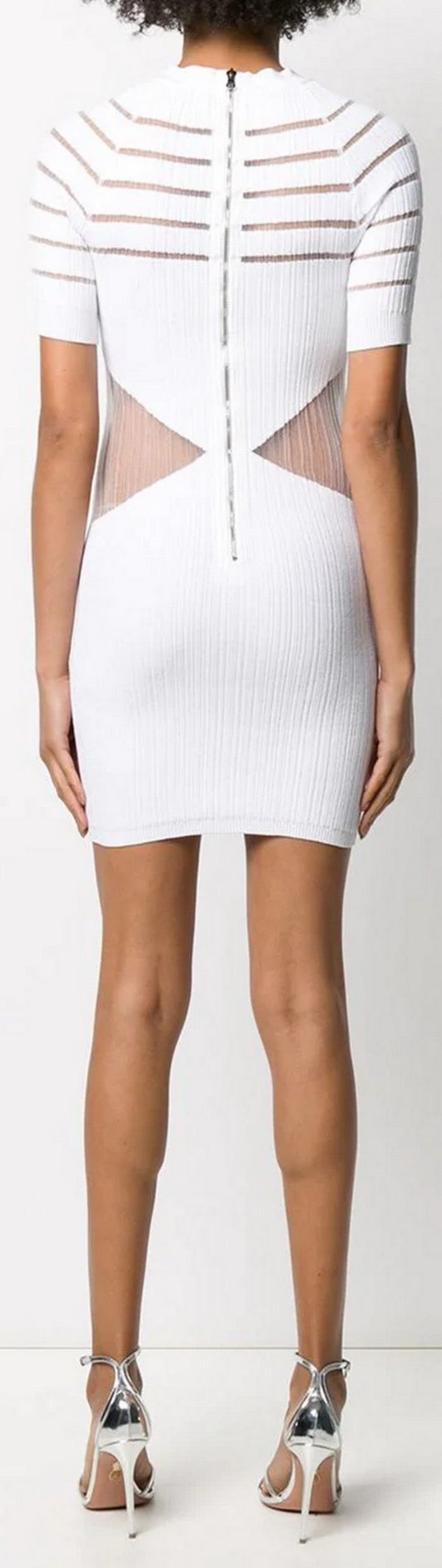 Cut-Out Detail Knit Dress, White DESIGNER INSPIRED FASHIONS