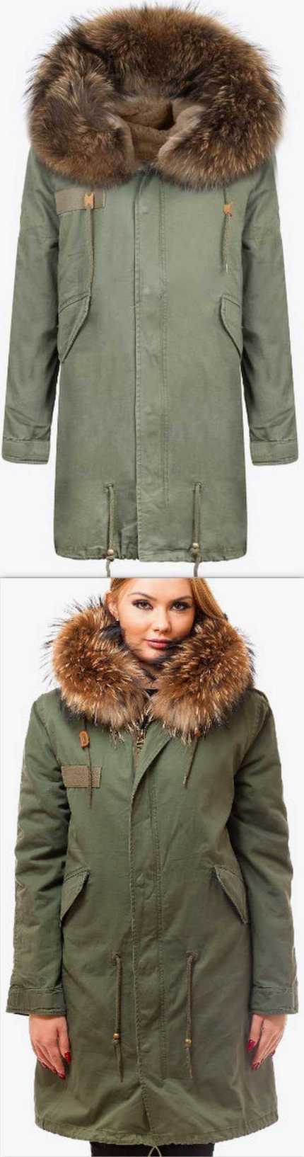 Army-Green Fur Parka Coat-Natural | DESIGNER INSPIRED FASHIONS