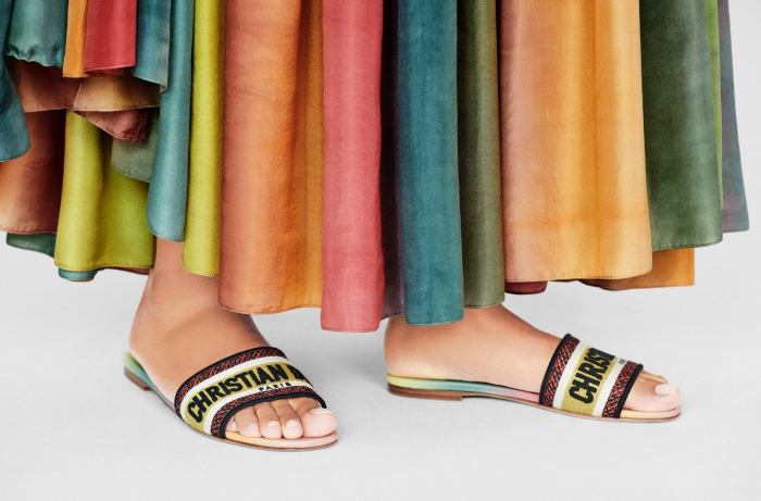 'Dway' Multicolor Embroidered Cotton Slides