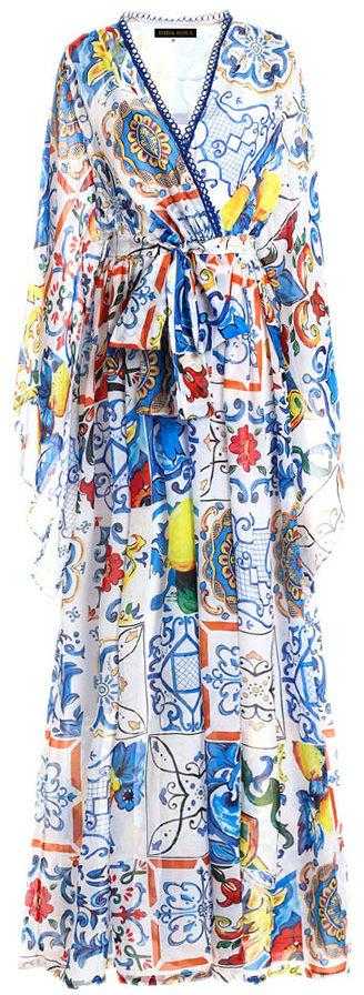 'Majolica' Print Maxi Dress