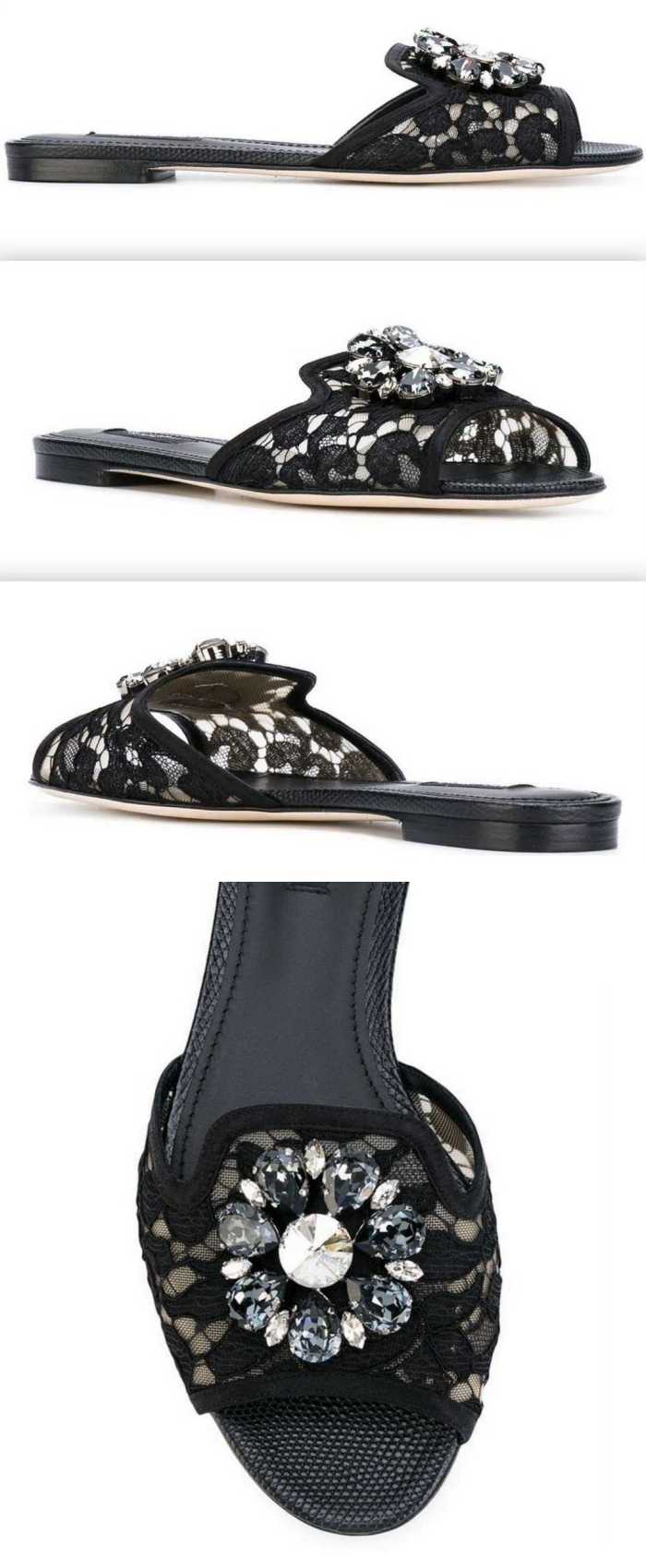 Bianca Embellished Flat Sandals, Black-DESIGNER INSPIRED FASHIONS-Flats,Sandals