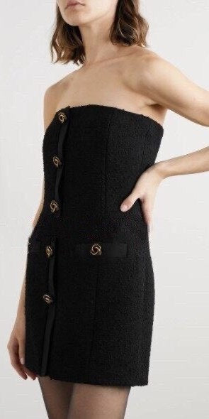 Black Wool-Blend Boucle Mini Dress