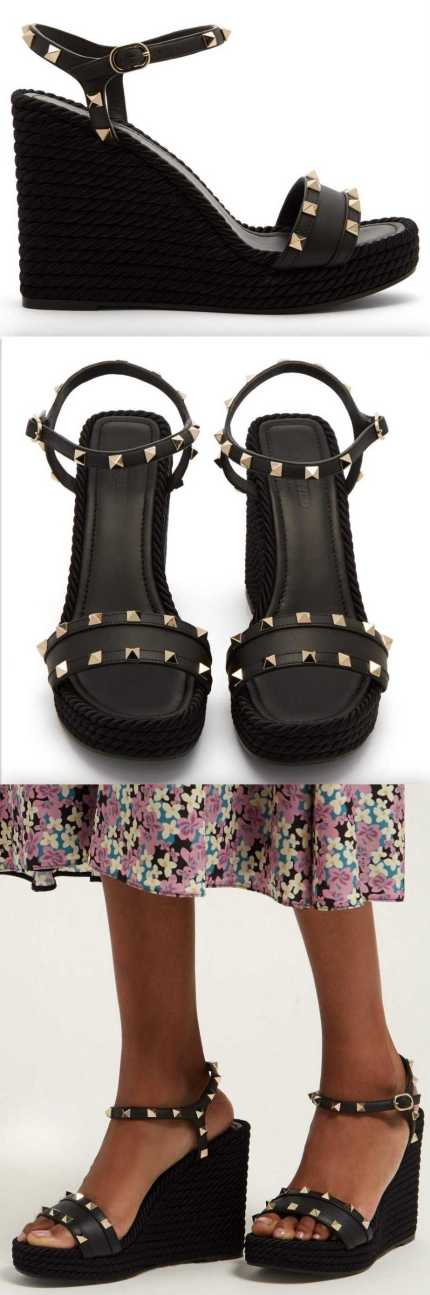 'Torchon' Rockstud Leather Wedge Sandals | DESIGNER INSPIRED FASHIONS