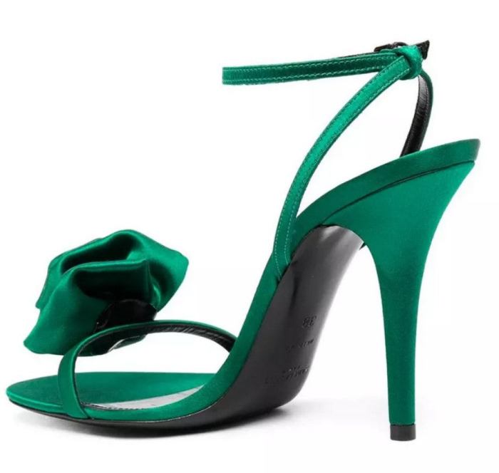 'Ivy' Satin Sandals 100mm, Green