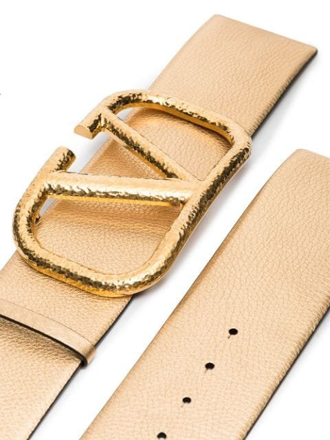 VLOGO Leather Belt, Gold