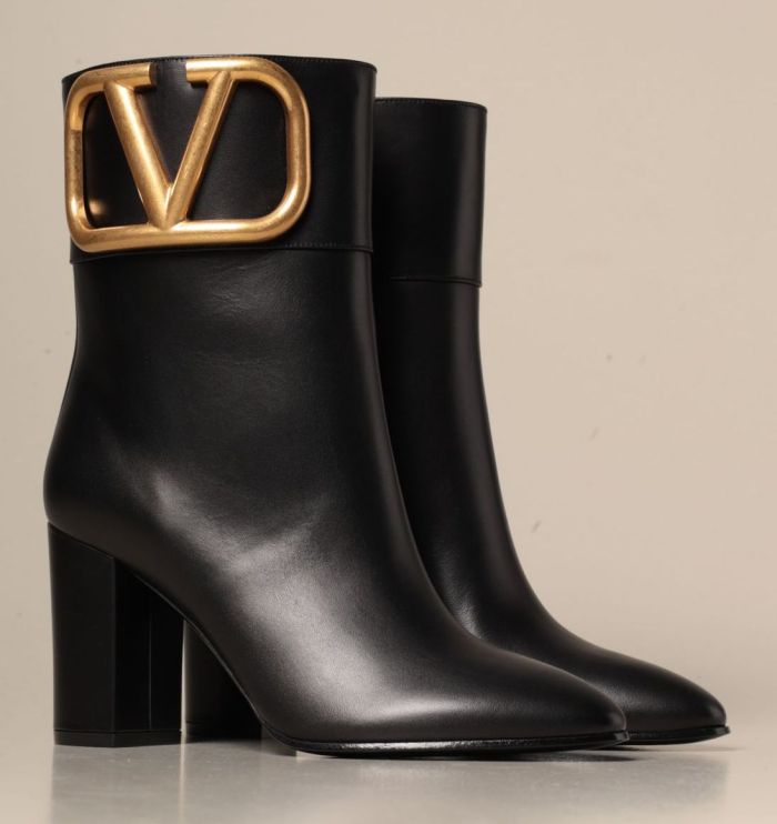 'Supervee' Calfskin Leather Ankle Boots
